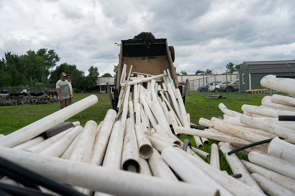 PVC pipes swept away by Hurricane Helene flooding still dominate cleanup of North Carolina river