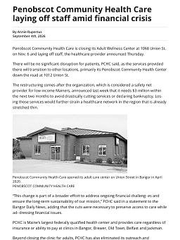 Penobscot Community Health Care laying off staff amid financial crisis