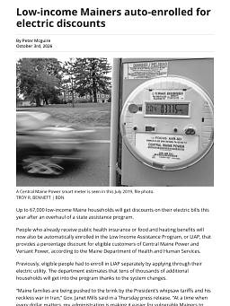 Low-income Mainers auto-enrolled for electric discounts
