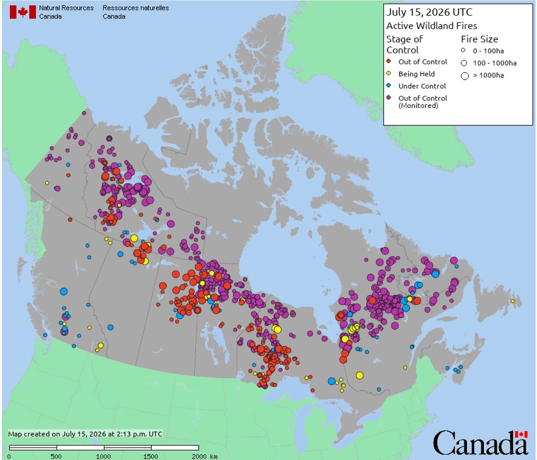 With 112 wildfires out of control in Canada, no wonder our air is smoky