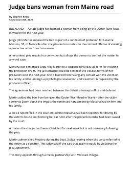 Judge bans woman from Maine road