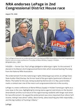 NRA endorses LePage in 2nd Congressional District House race
