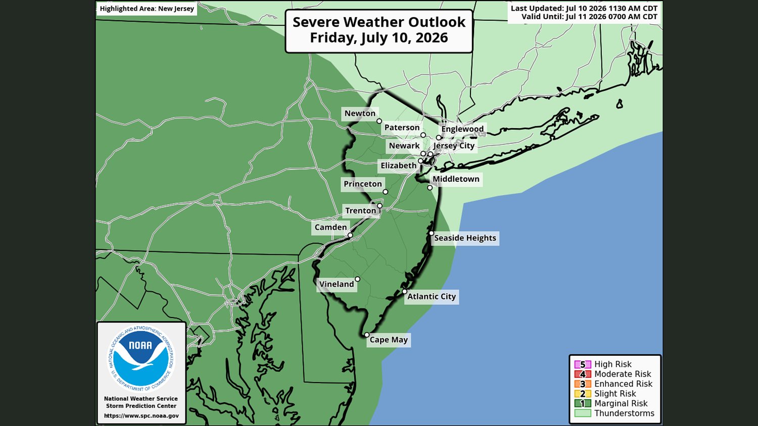 N.J. weather: Thunderstorms expected through this evening with another round possible Saturday