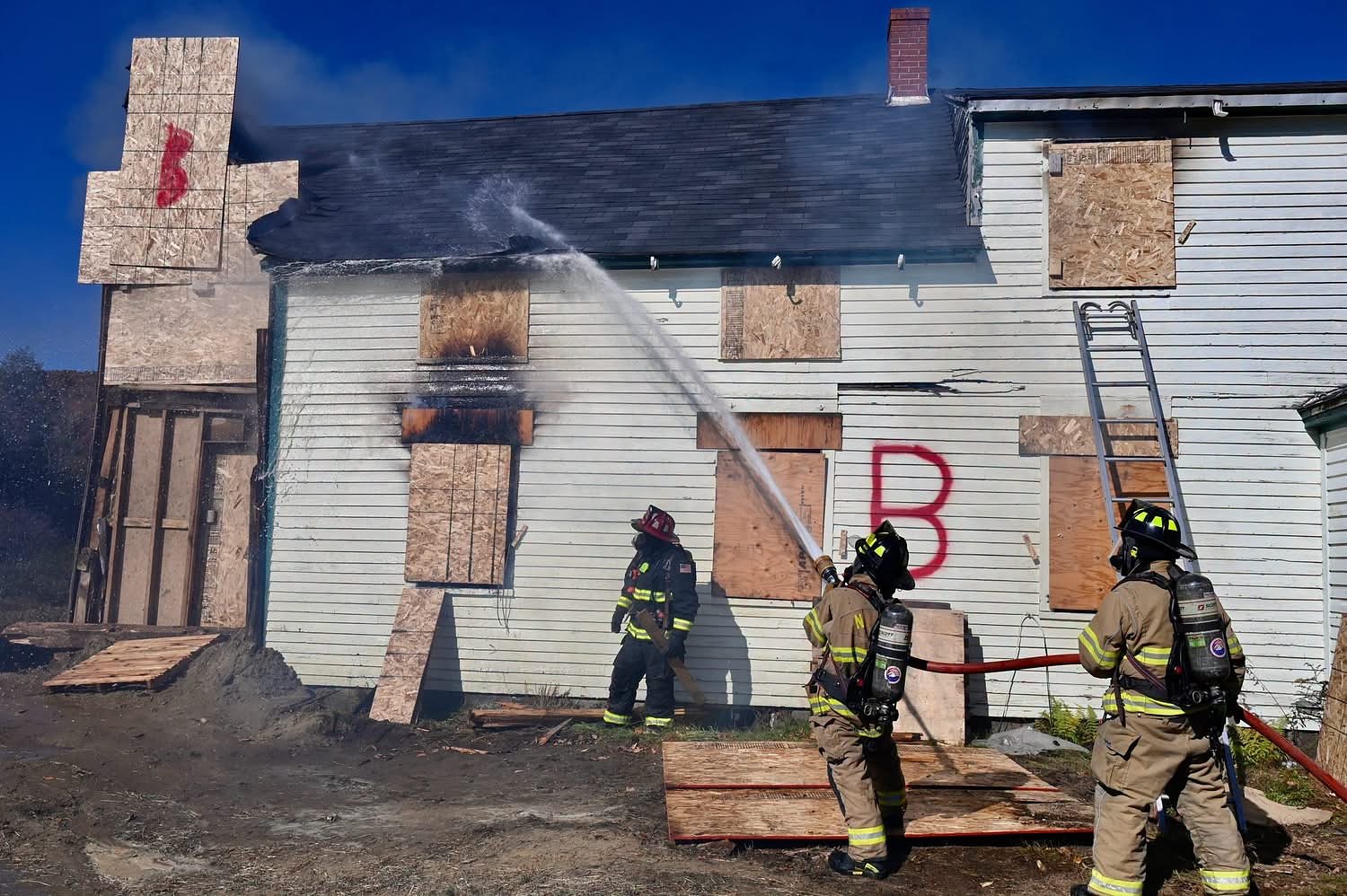 New Ipswich firefighters practice real-world tactics by burning old farmhouse
