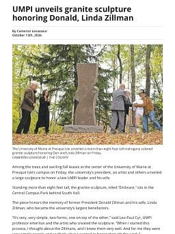 UMPI unveils granite sculpture honoring Donald, Linda Zillman