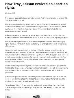 How Troy Jackson evolved on abortion rights