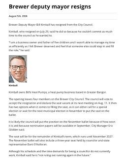 Brewer deputy mayor resigns