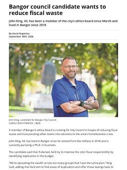 Bangor council candidate wants to reduce fiscal waste