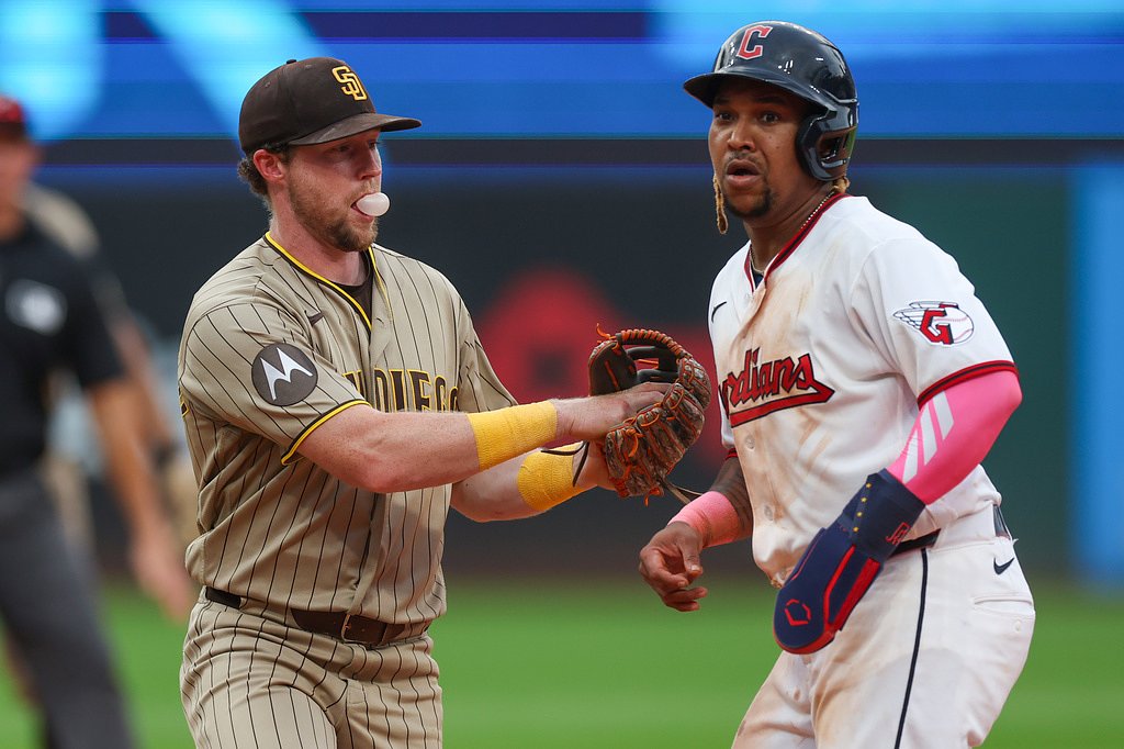 Rain finally stops, but Guardians offense dries up in 5-0 loss to Padres