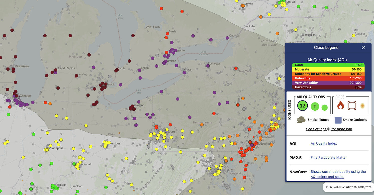 Worst on record? How Thursday’s wildfire smoke compares to 2023