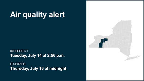 Air quality alert affecting Western NY, Finger Lakes until early Thursday