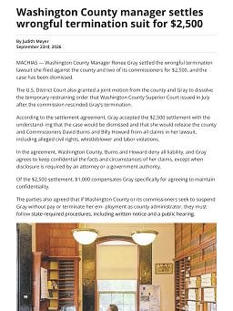 Washington County manager settles wrongful termination suit for $2,500