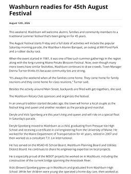 Washburn readies for 45th August Festival