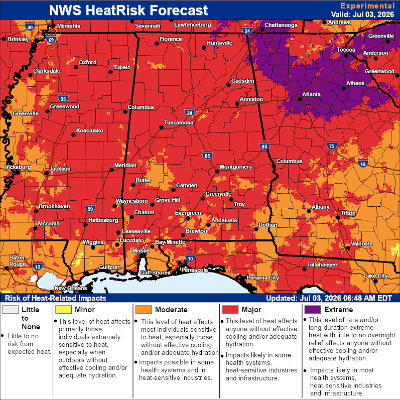 How hot will it get on Friday in Alabama? Heat advisories continue