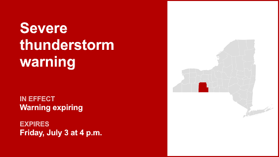 Update: Severe thunderstorm warning for Steuben County set to expire at 4 p.m.