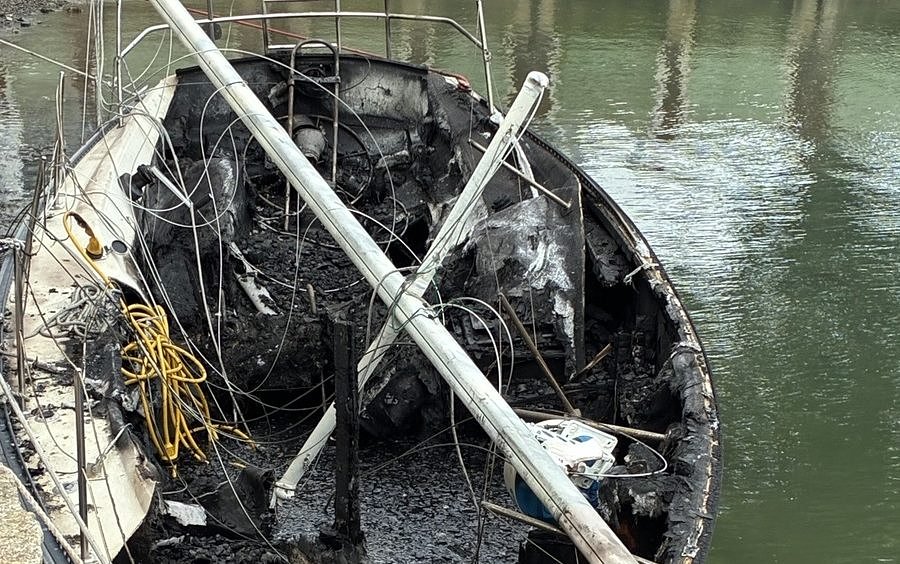 Sailboat owner burned in fire at Maine marina