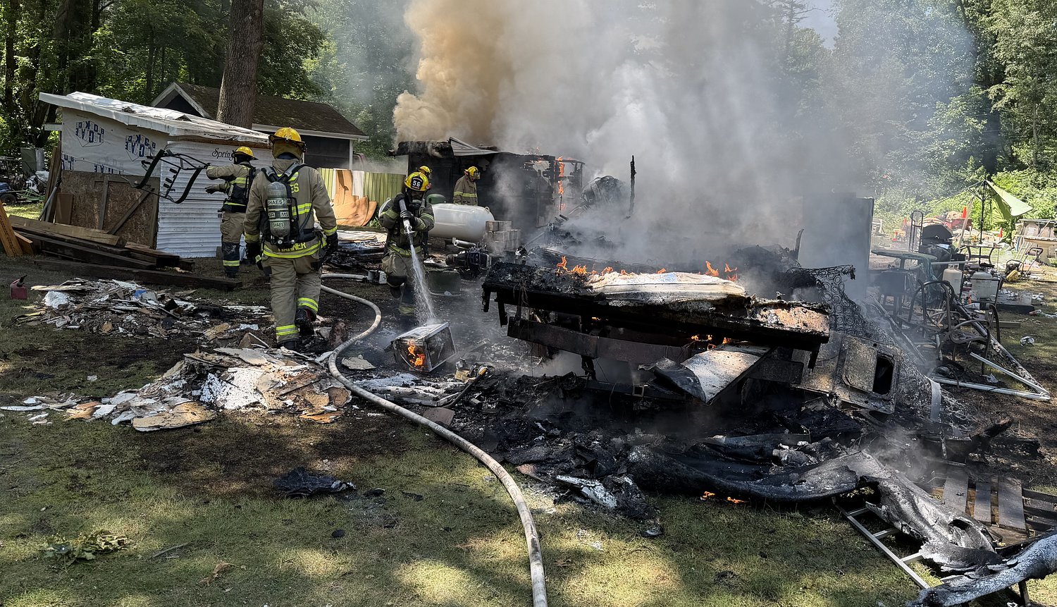 4 fire departments battle blaze that destroyed 2 structures in Southwest Michigan