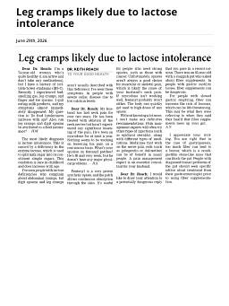 Leg cramps likely due to lactose intolerance