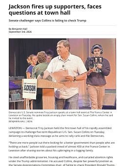 Jackson fires up supporters, faces questions at town hall