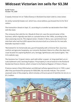 Midcoast Victorian inn sells for $3.3M