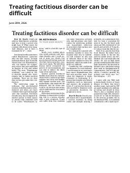 Treating factitious disorder can be difficult