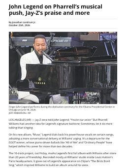 John Legend on Pharrell’s musical push, Jay-Z’s praise and more
