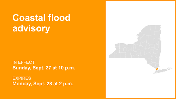 Update: Coastal flood advisory in place for Westchester County until Monday afternoon