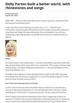 Dolly Parton built a better world, with rhinestones and songs