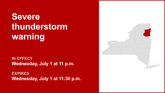 Update: Thunderstorms with quarter-sized hail and damaging winds in Essex County Wednesday — gusts up to 60 mph