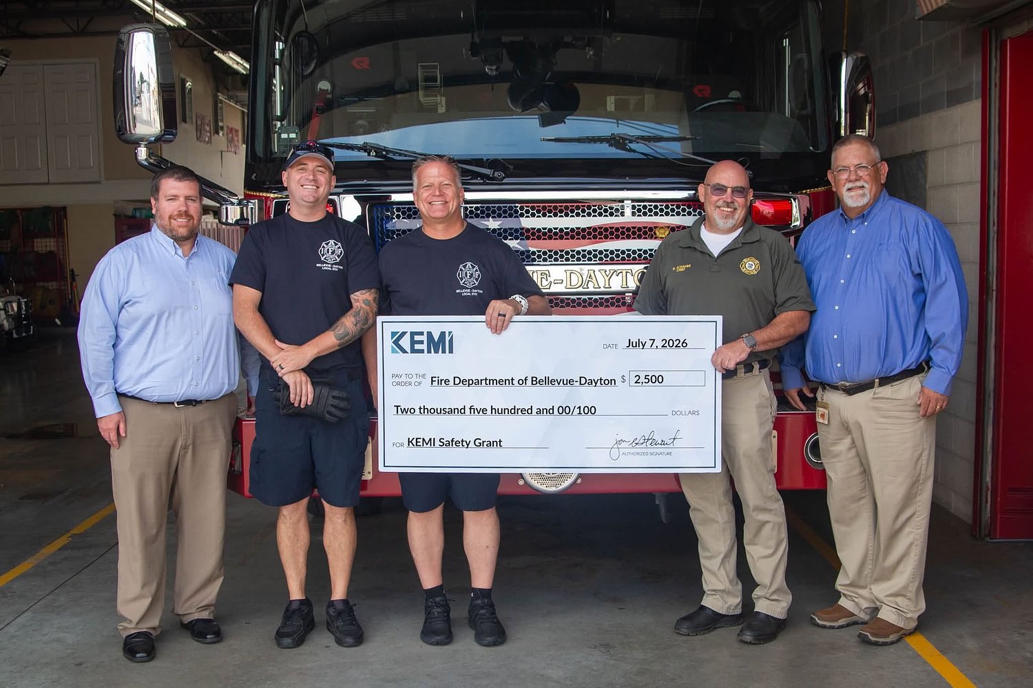 Bellevue-Dayton Fire Department awarded $2,500 grant
