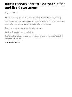 Bomb threats sent to assessor’s office and fire department
