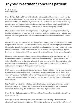 Thyroid treatment concerns patient