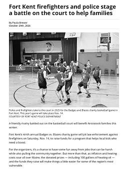 Fort Kent firefighters and police stage a battle on the court to help families