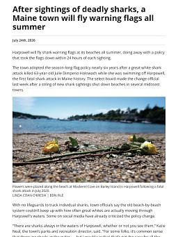 After sightings of deadly sharks, a Maine town will fly warning flags all summer