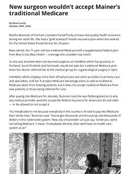 New surgeon wouldn’t accept Mainer’s traditional Medicare