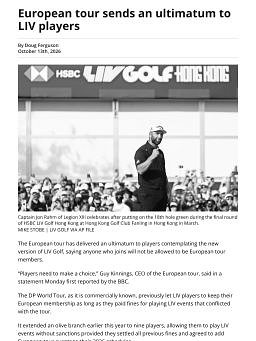 European tour sends an ultimatum to LIV players