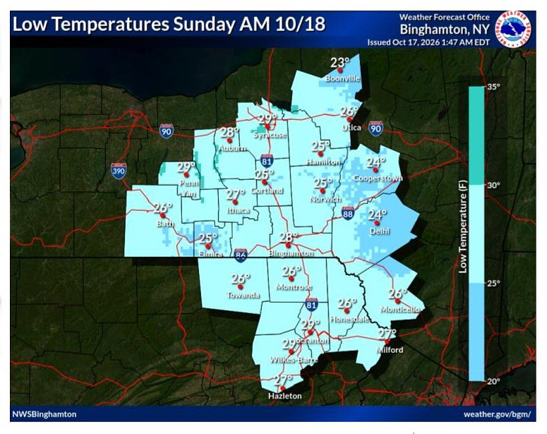 CNY weather: First freeze of the season expected tonight