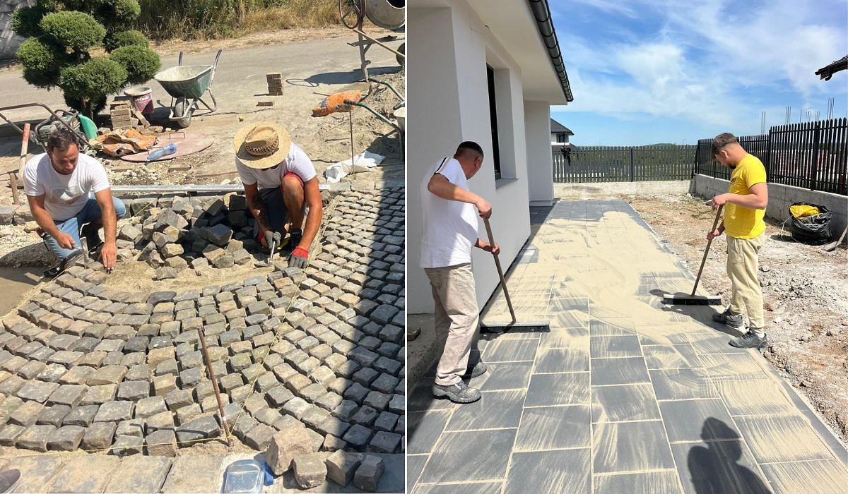 O curte amenajată temeinic la Sibiu, cu Andrei și echipa sa: de la pavaj la ultimele finisaje / foto