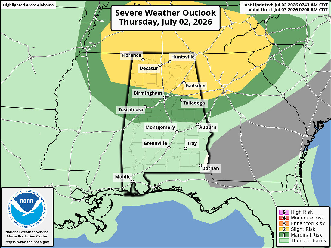 Another round of severe storms possible today in Alabama