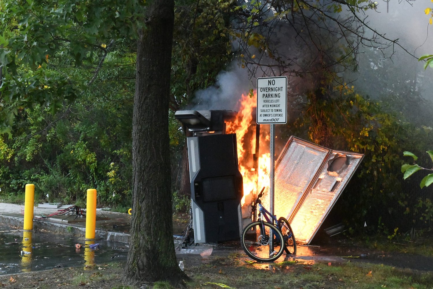 PHOTOS: Firefighters quell EV charging station fire in Greenfield