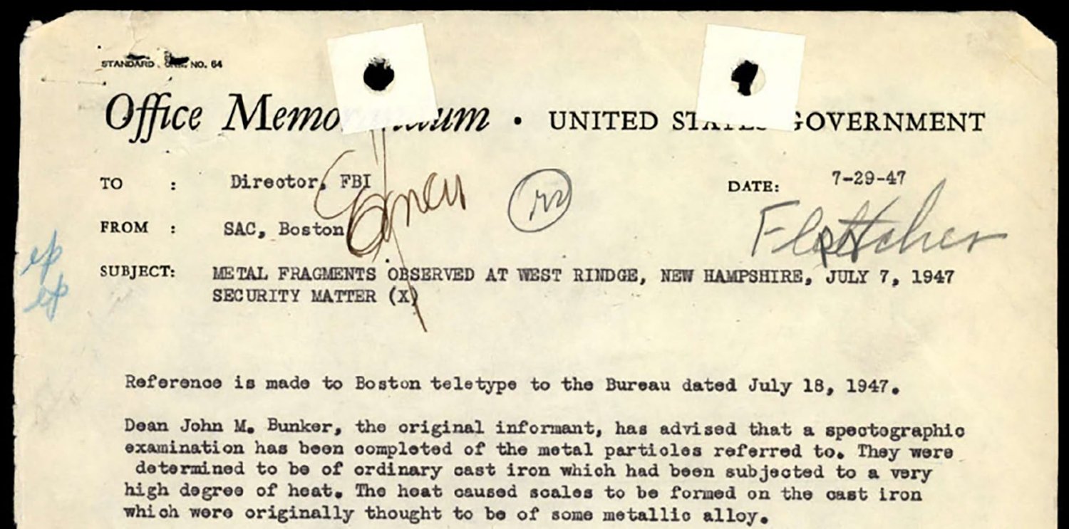 Declassified Pentagon UFO files detail mysterious 1947 incident in NH