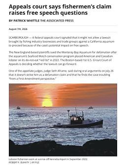 Appeals court says fishermen’s claim raises free speech questions
