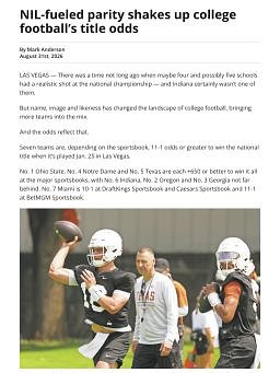 NIL-fueled parity shakes up college football’s title odds
