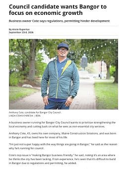 Council candidate wants Bangor to focus on economic growth