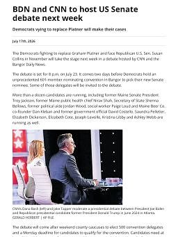 BDN and CNN to host US Senate debate next week