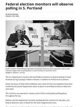 Federal election monitors will observe polling in S. Portland