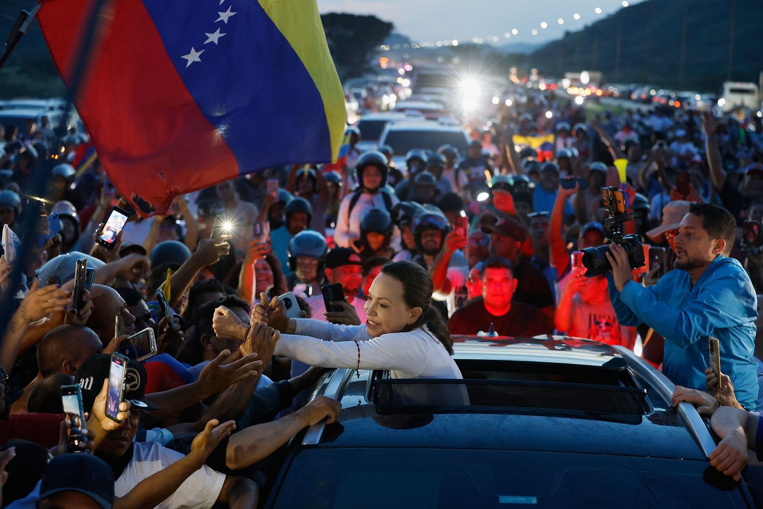 Photos of María Corina Machado’s return to Venezuela as supporters welcome opposition leader