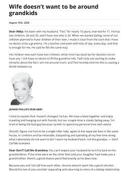 Wife doesn’t want to be around grandkids