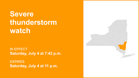 Update: Capital Region, Hudson Valley under a severe thunderstorm watch until Saturday night