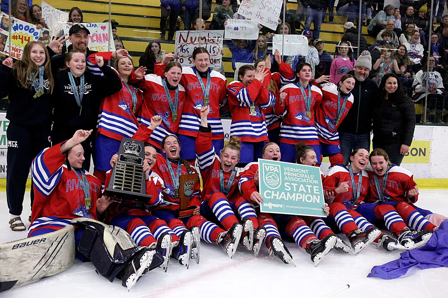 Hartford High girls hockey team claims third consecutive state title